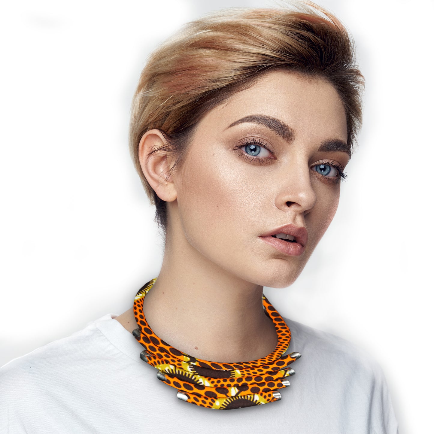 Orange/Black Bib Necklace