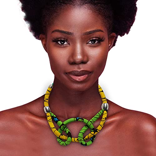 African Print Loop Shape Necklace