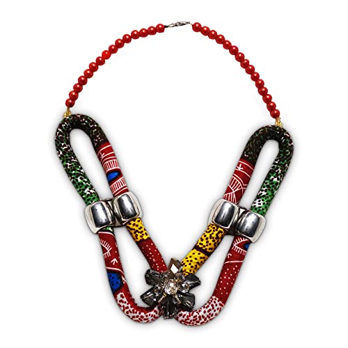 African Fabric Print Strand double Knot necklace