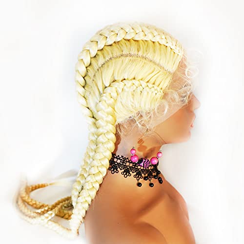 Blonde Cornrow Braided Lace Front Wig with Baby Hairs