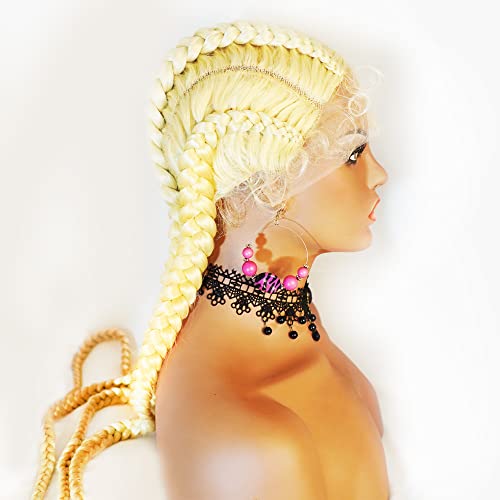 Blonde Cornrow Braided Lace Front Wig with Baby Hairs