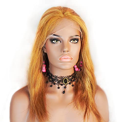 Custom Dyed Straight Full Lace Wig Human Hair 16"