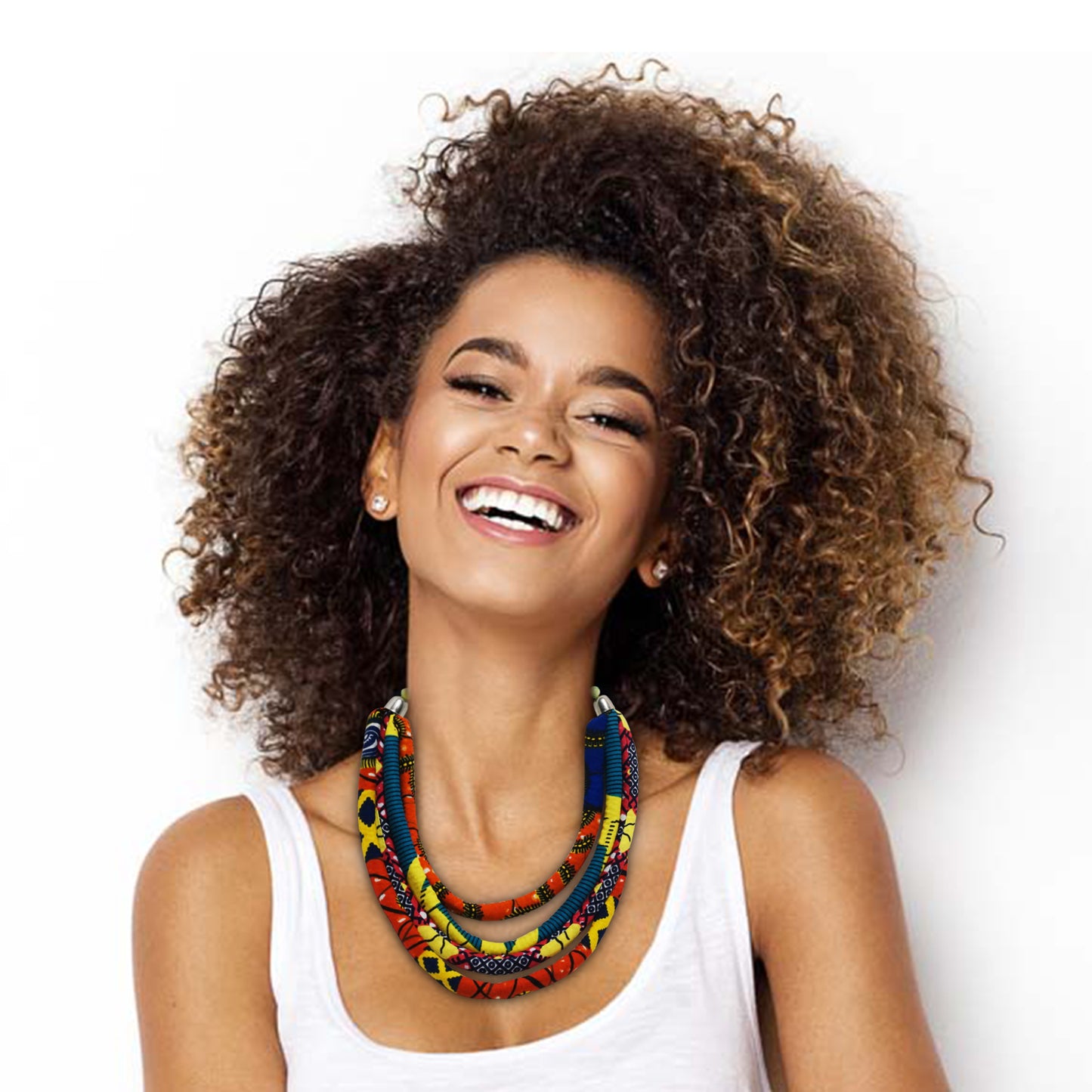 African Print Strand Multicolor necklace